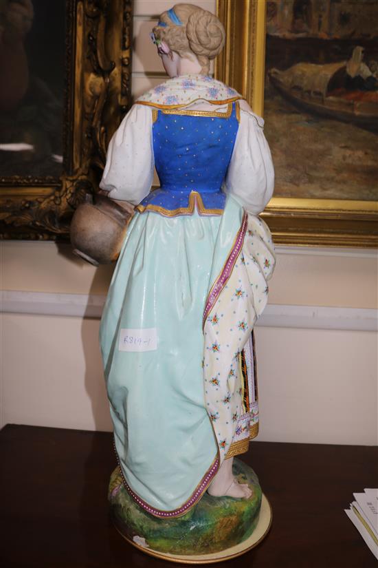A large French coloured biscuit porcelain figure
